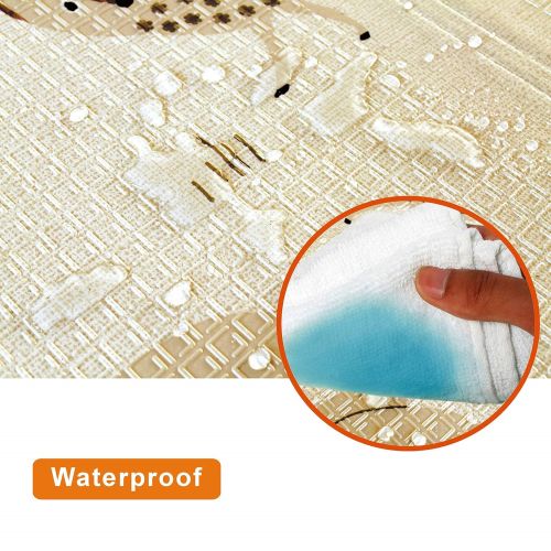  Gupamiga Baby Folding mat Play mat Extra Large Foam playmat Crawl mat Reversible Waterproof Portable Double Sides Kids Baby Toddler Outdoor or Indoor Use Non Toxic, Colorful（57x76x0.4in）