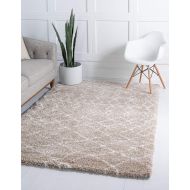 Unique Loom Rabat Shag Collection Tribal Moroccan Nomad Plush Taupe Area Rug (8 x 10)
