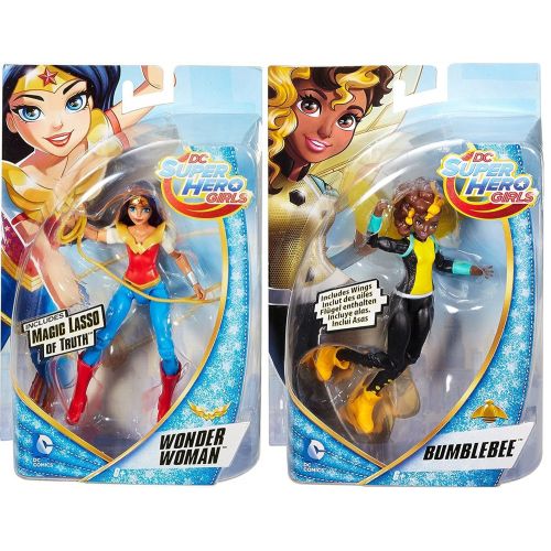  AYB Products DC Comics Super Hero Girls Bumble Bee 6 Action Figure VS Wonder Woman with Magic Lasso 2-pack team Mattel Doll bundle