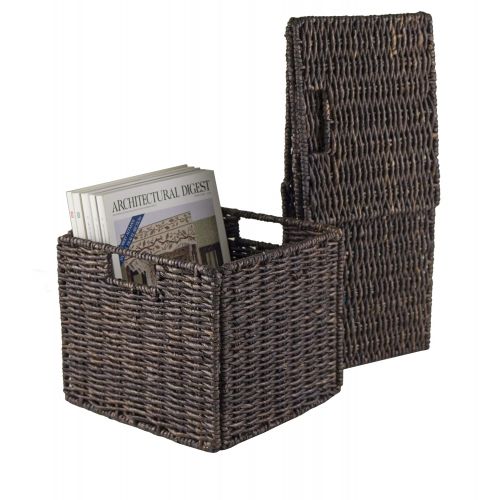  Winsome Granville Foldable 3-Pc Small Corn Husk Baskets, Chocolate