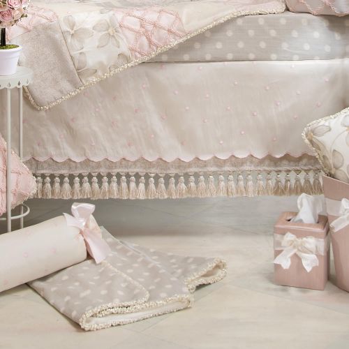  Crib Bedding Set Florence by Glenna Jean | Baby Girl Nursery + Hand Crafted with Premium Quality Fabrics | Includes Quilt, Sheet and Bed Skirt with Pink and Ivory Accents