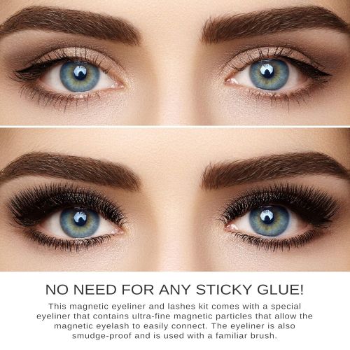  [아마존 핫딜]  [아마존핫딜]AsaVea Magnetic Eyeliner and Magnetic Eyelash Kit - Eyelashes With Natural Look - Magnetic Eyelashes with Eyeliner Comes With Applicator, No Glue Needed | 3 Pairs
