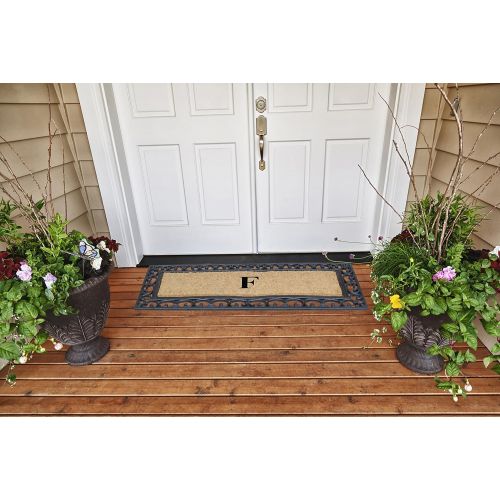  A1 Home Collections First Impression Exclusive Hand Crafted Myla Monogrammed Entry Doormat, Large Double Door Size (17.7 x 47.25)-RC2004F