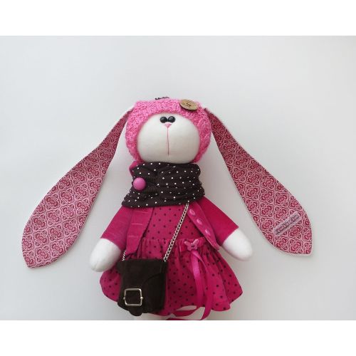  ZuzuHappyToys Easter bunny toy, Fabric doll bunny 14 inch for girl, Easter rabbit plush