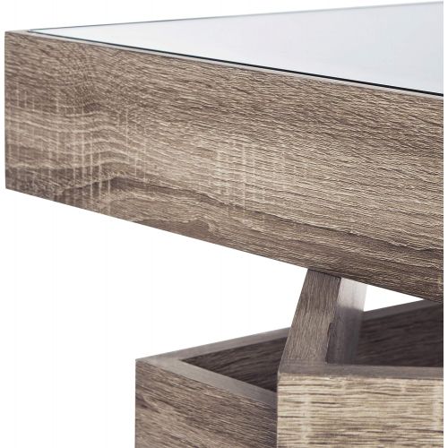  Safavieh Home Collection Anwen Mid-Century Geometric Light Oak and Brown Wood Coffee Table