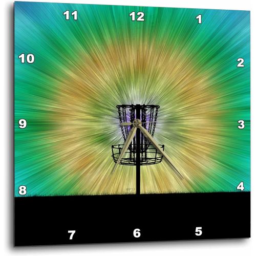  3dRose DPP_173456_2 Tie Dye Disc Golf Basket Colorful Disc Golf Tie Dye Basket Design Wall Clock, 13 by 13-Inch