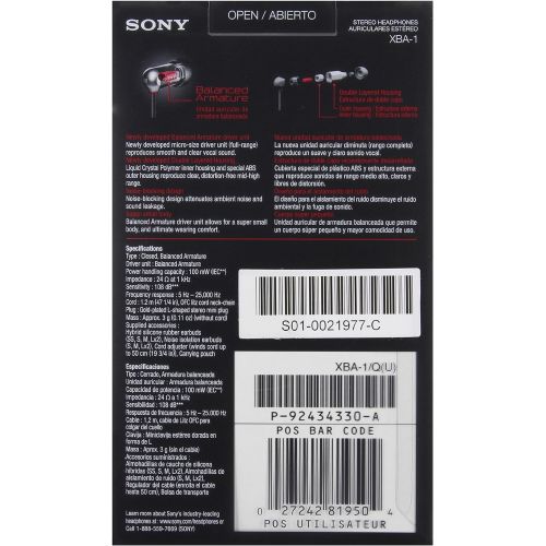 소니 Sony XBA-1 Balanced Armature Headphones-1 Driver