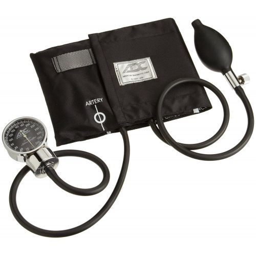  ADC Diagnostix 700 Pocket Aneroid Sphygmomanometer with Adcuff Nylon Blood Pressure Cuff, Adult, Black