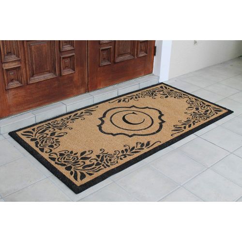  A1 Home Collections PT6002-C Hand Craft Entry Coir Monogram Double Doormat,72 L x 36 W,X-Large-C, 36X72