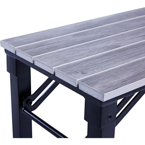  Care 4 Home LLC Folding Picnic Table and 2 Benches Set, Rust Resist Steel Frame, Patio Camping Furniture, Extra Seating, Space Saver, Functional, Outdoor Furniture, Grey Finish