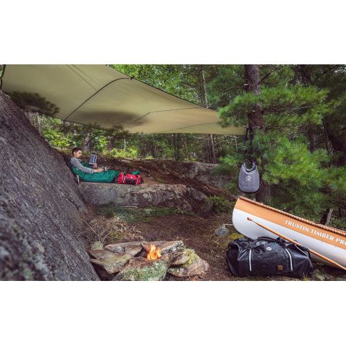  Aqua Quest Safari XL Tarp - 100% Waterproof Lightweight Silicone Bushcraft Camping Shelter - 20x13 Olive Drab