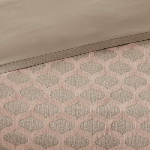  MADISON PARK SIGNATURE Madison Park Signature Romance Queen Size Bed Comforter Duvet 2-In-1 Set Bed In A Bag - Pink Blush , Jacquard  8 Piece Bedding Sets  Ultra Soft Microfiber Bedroom Comforters