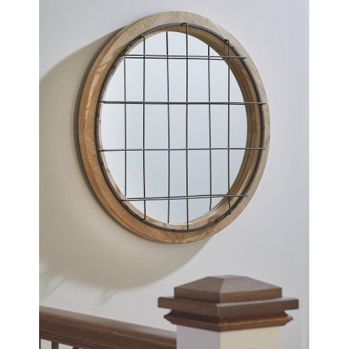  Signature Design by Ashley A8010017 Metal Mirror, Ogier Brown/Gold