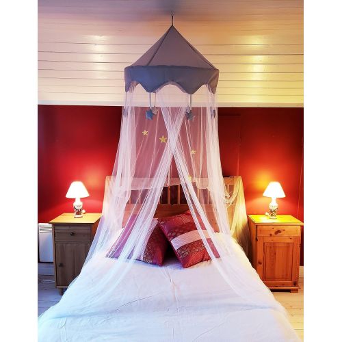  Nomad Nets Crib Canopy For Girls Bed - Premium Bed Canopy for Girls and Boys - Fits all Cribs and Beds - White Bed Net - Gray Top-Crown - Hanging Bed Net with Easy Installation Kit