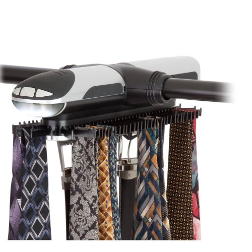  Honey-Can-Do HNG-03222 Battery Powered Rotating Tie and Belt Closet Organizer, Holds Up to 72 Ties/8 Belts