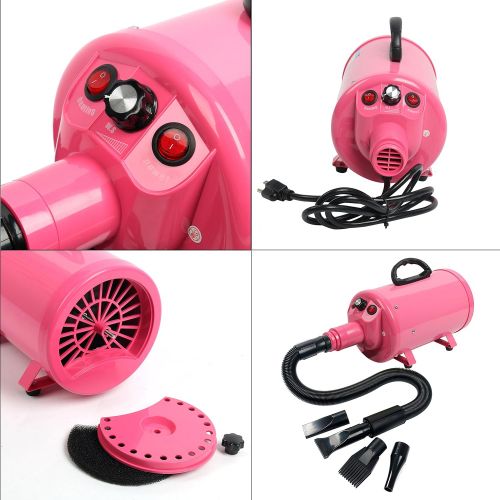  YaeCCC Portable Dog Cat Pet Grooming Dryer 2400w Salon Blow Hair Dryer Quick Draw Hairdryer with Different 4 Nozzles Pet Hairdryer Machine Set