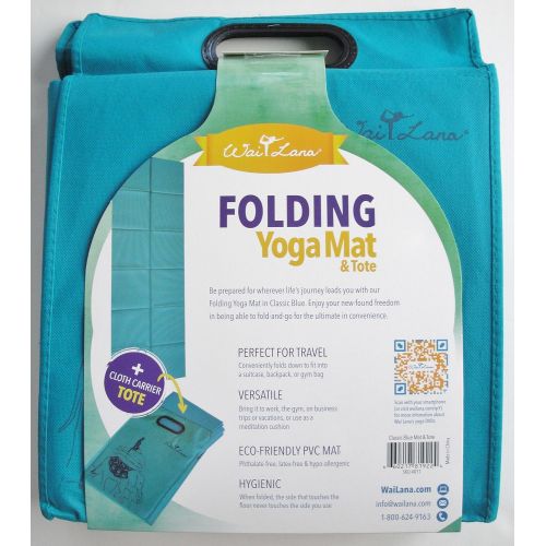  Wai Lana Folding Yoga Mat and Tote, Solid Blue