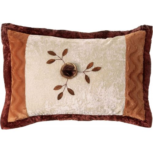  Tache Home Fashion BM4353-Q 6 Piece Warm Red Gold Rose Garden Floral Patchwork Quilted Comforter Bedding Set, Queen