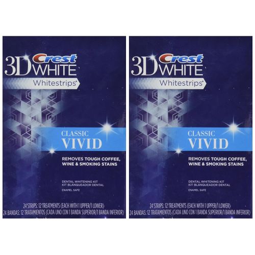  Crest 3D Whitestrips Classic Vivid Teeth Whitening Kit, 12 Count (Pack of 2)