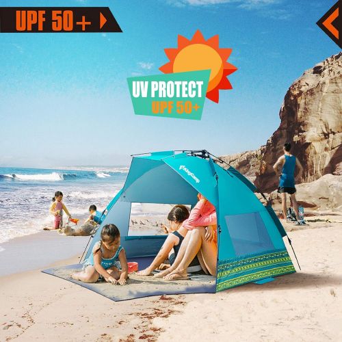  KingCamp Beach Tent Sun Shade Shelter Oversize with Extention Floor Privacy Door Semi-Closed Structure Portable Easy Set Up Instant UV Protection
