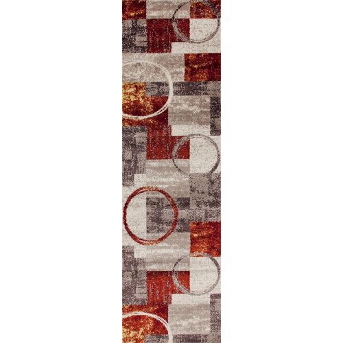  Rugshop Contemporary Abstract Circle Design Soft Indoor Area Rug Runner, 2 x 72, Multicolor