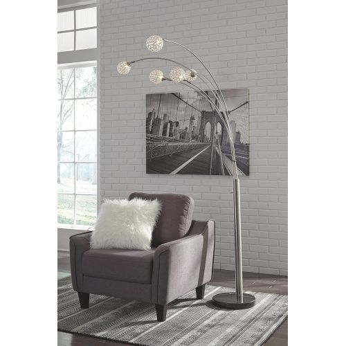  Signature Design by Ashley Ashley Furniture Signature Design - Winter Arc Lamp - Floor Lamp - Modern Design - Silver