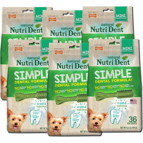  Nylabone Nutri Dent Simple Dental Treats for Dogs, Mini, 36 Count, 6 Pack