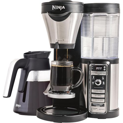 닌자 SharkNinja Ninja Coffee Maker for HotIcedFrozen Coffee with 4 Brew Sizes, Programmable Auto-iQ, Milk Frother, 43oz Glass Carafe, and Tumbler (CF080Z)