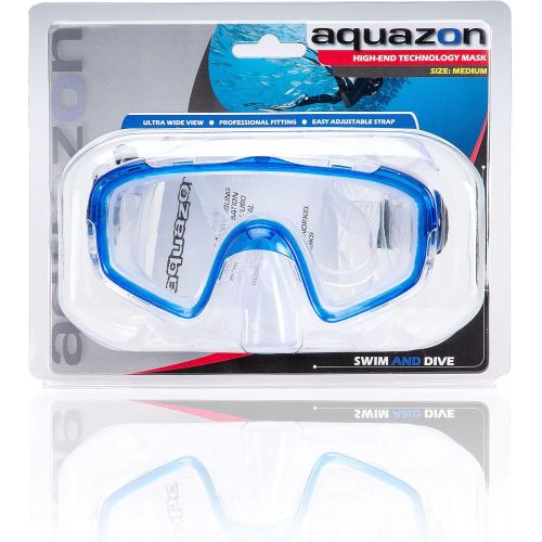  AQUAZON Shark Junior Medium Schnorchelbrille, Taucherbrille, Schwimmbrille, Tauchmaske fuer Kinder, Jugendliche von 7-14 Jahren, Tempered Glas, sehr robust, tolle Passform