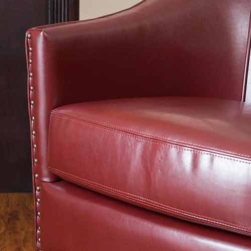  Great Deal Furniture Carlton | Leather Club Chair with Studded Accents | in Red