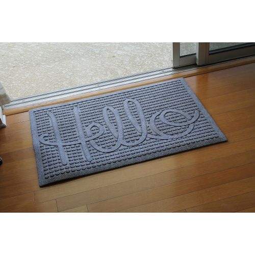  A1 Home Collections A1HCPR70-EP08 Doormat Hello Eco Poly Entrance Mats with Anti Slip Fabric Finish, Medium Grey
