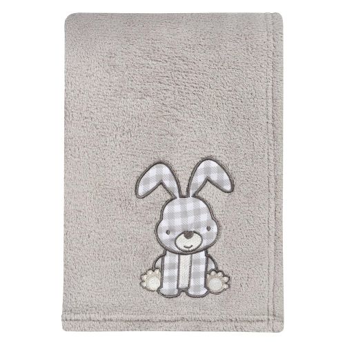  Trend Lab Gray Bunny Plush Baby Blanket, Gray, White
