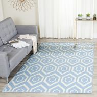 Safavieh Dhurries Collection DHU556B Hand Woven Blue and Ivory Premium Wool Area Rug (6 x 9)