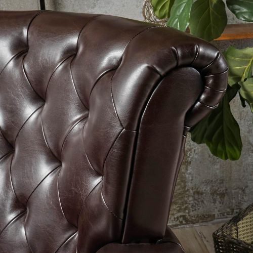  Great Deal Furniture Solvang Tufted Brown Leather Club Chair