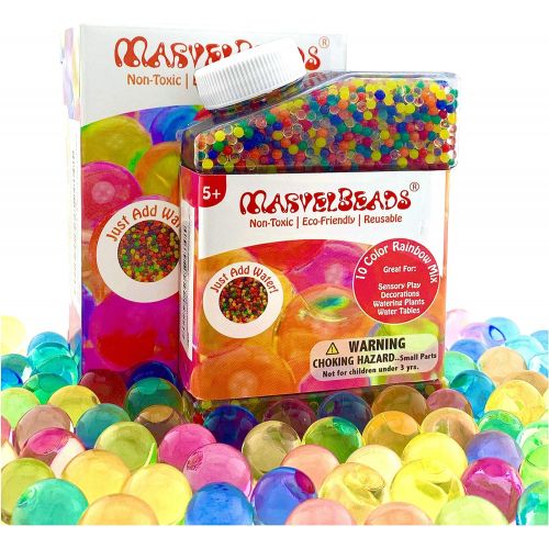 마블시리즈 [아마존베스트]MarvelBeads Water Beads [Non-Toxic & Eco-Friendly] Rainbow Mix for Kids Sensory Play and Spa Refill (Over Half Pound)