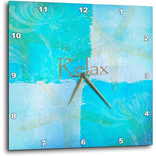  3dRose DPP_79350_3 Relax Starfish Aqua and Blue Beach Theme with Ocean Colors-Wall Clock, 15 by 15-Inch