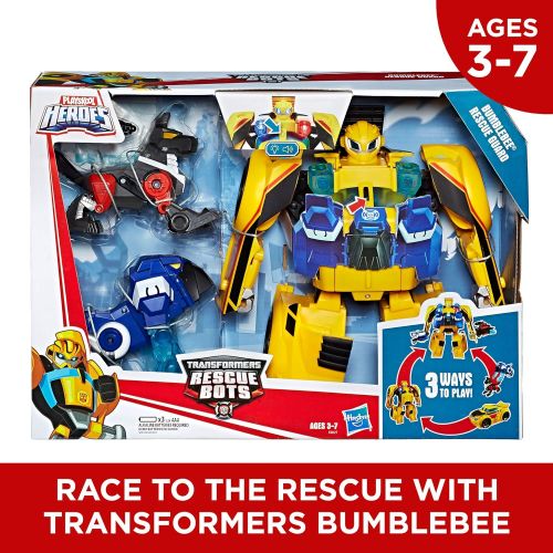  Playskool Heroes Transformers Rescue Bots Bumblebee Rescue Guard 10-Inch Converting Toy Robot Action Figure, Lights and Sounds, Toys for Kids Ages 3 and Up