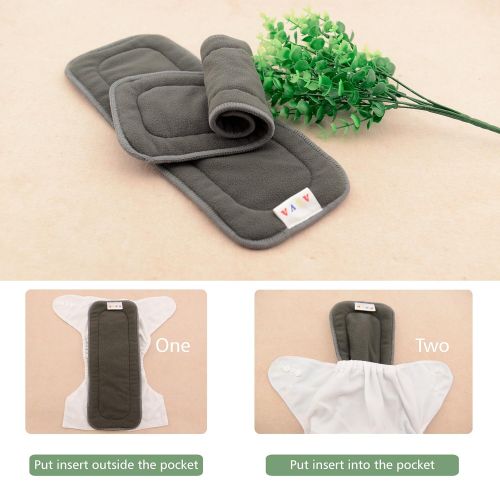  [아마존베스트]ALVABABY Charcoal Bamboo Inserts,Natures Cloth Diaper liner,5-Layer BambooCharcoalViscoseStapleFiber Inserts,Reusable Liners for Baby Cloth Diapers 6pcs 6ZTN