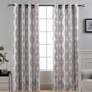 DriftAway Adrianne DamaskFloral Pattern ThermalRoom Darkening Grommet Unlined Window Curtains, Set of Two Panels, Each (52x84, BeigeGray) Natural Color