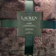 RALPH LAUREN Ralph Lauren Classic KING Size Charcoal Grey Micromink Plush Bed Blanket