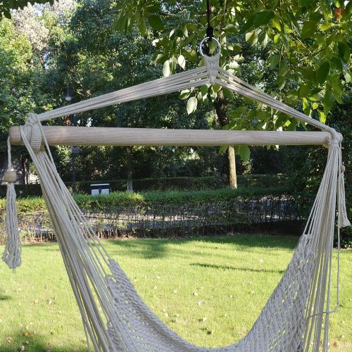  BenefitUSA B311 Hanging Swing Cotton XLarge Rope Solid Wood Spreader Bar Hold Up to 260Lbs Hammock Chair