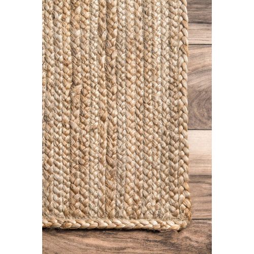  NuLOOM nuLOOM Hand Woven Casual Jute Braided Area Rug, Natural, 6 x 9 Oval