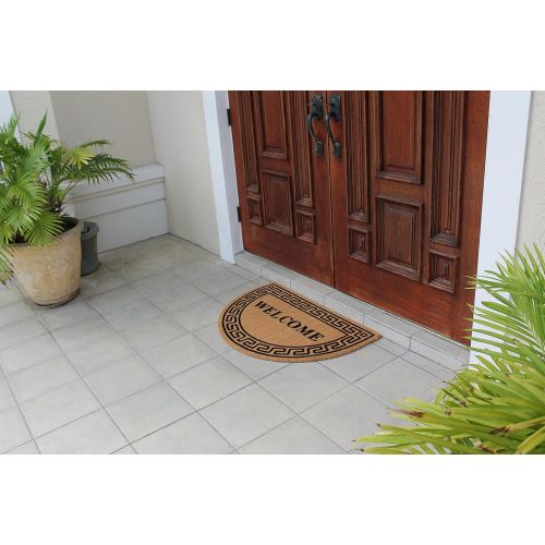  A1 Home Collections First Impression Half Round Grecian Flocked Entry Doormat, Large (24 L x 36 W)