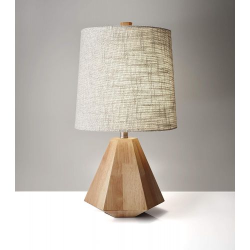  Adesso 1508-15 Grayson Table Lamp Smart Outlet Compatible, 10.5 x 10.5 x 25, Walnut