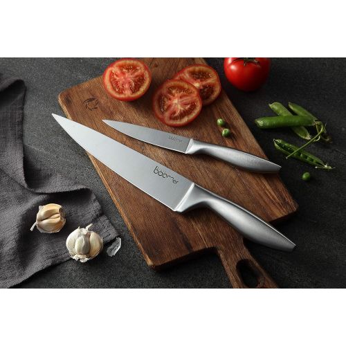  Knife Set, Kitchen Chef Knives - Stone boomer 14 Piece Knife Block Set, Stainless Steel Knife Set, Chef Knife Set, Knives Set, Scissors, Sharpener & Acrylic Stand, Super Sharp, !!!