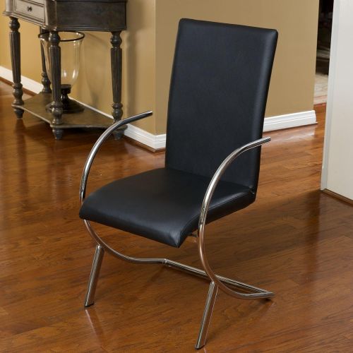  Great Deal Furniture Rockville Modern Black Leather Chairs (set of 2)