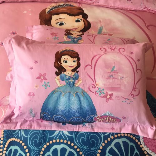  Visit the CASA Store Casa 100% Cotton Kids Bedding Set Girls Sofia The First Princess Duvet Cover and Pillow case and Flat Sheet,3 Pieces,Twin