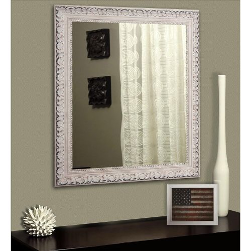  Rayne Mirrors American Made Rayne French Victorian White Vanity Wall Mirror - Antique White 24 X 36