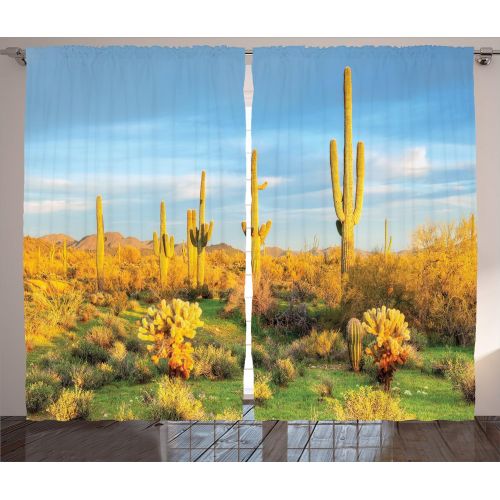  Dining Room Curtains Farm House Decor by Ambesonne, Sunset in Dark Pine Forest Autumn Foggy Scene with Sunbeams Trunks Shadow, Living Room Bedroom Decor, 2 Panel Set, 108 W X 90 L