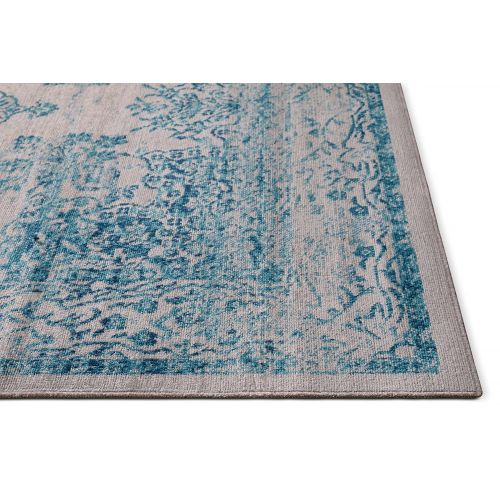  Well Woven FI-14-7 Firenze Cannes Modern Vintage Ethnic Medallion Distressed Blue Area Rug 710 x 910